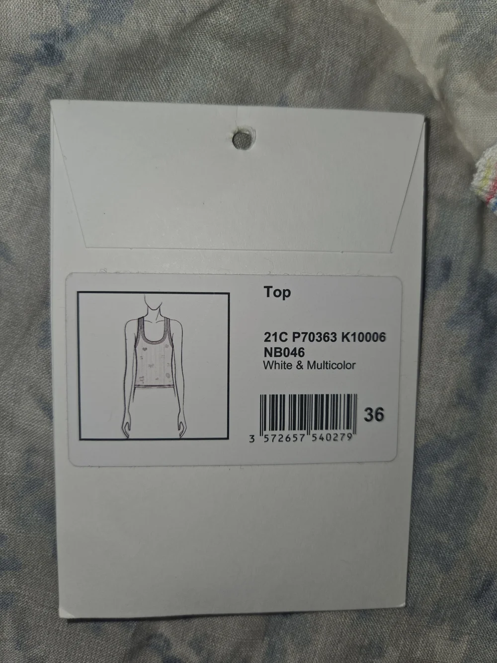 Chanel White Ribbed Logo Tank Top — Multicolor Motif